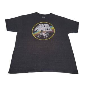 Star Wars Graphic X-Wing & Tie Fighter Gray Short Sleeved Shirt - Size XL